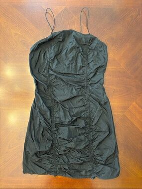 Justify Black Ruched Spaghetti-Strap Mini Dress